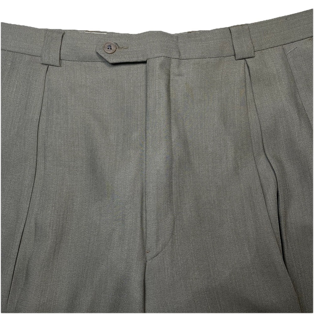 Monsieur Givenchy Dress Trouser 38R (38x24) SHORT Mens Kissing Pleat Olive Taupe